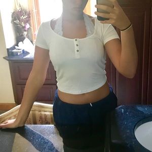 Forever 21 white ribbed crop top
